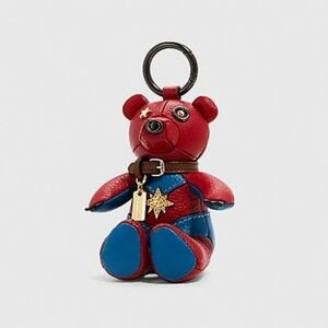 New Coach Marvel Bag Charm, Keychain Captian Marvel,  Leather